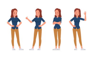 Illustration of a woman showing confident body language poses to boost self-esteem.